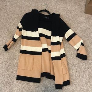 Black tan and white hooded cardigan. Size small